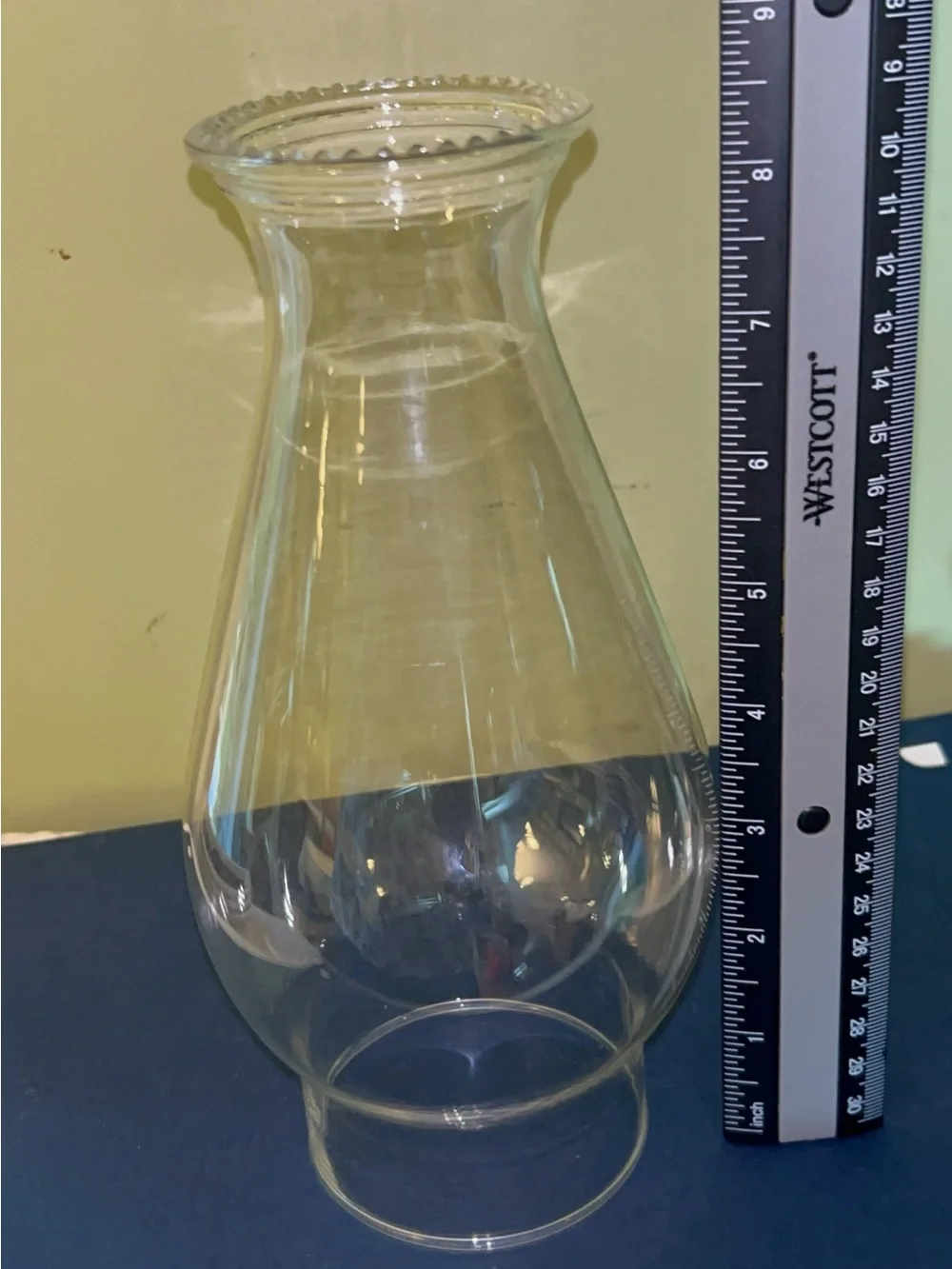 Clear Glass Hurricane Lamp Shade with beaded Rim